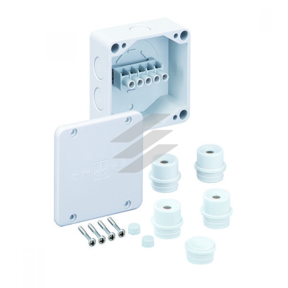 Розподільча коробка WK 040-4² (87х87х45мм), клема 5х4мм², дюропласт, для хімічних та харчових підприємств, 7 метричних вводів під М20, IP54, Spelsberg